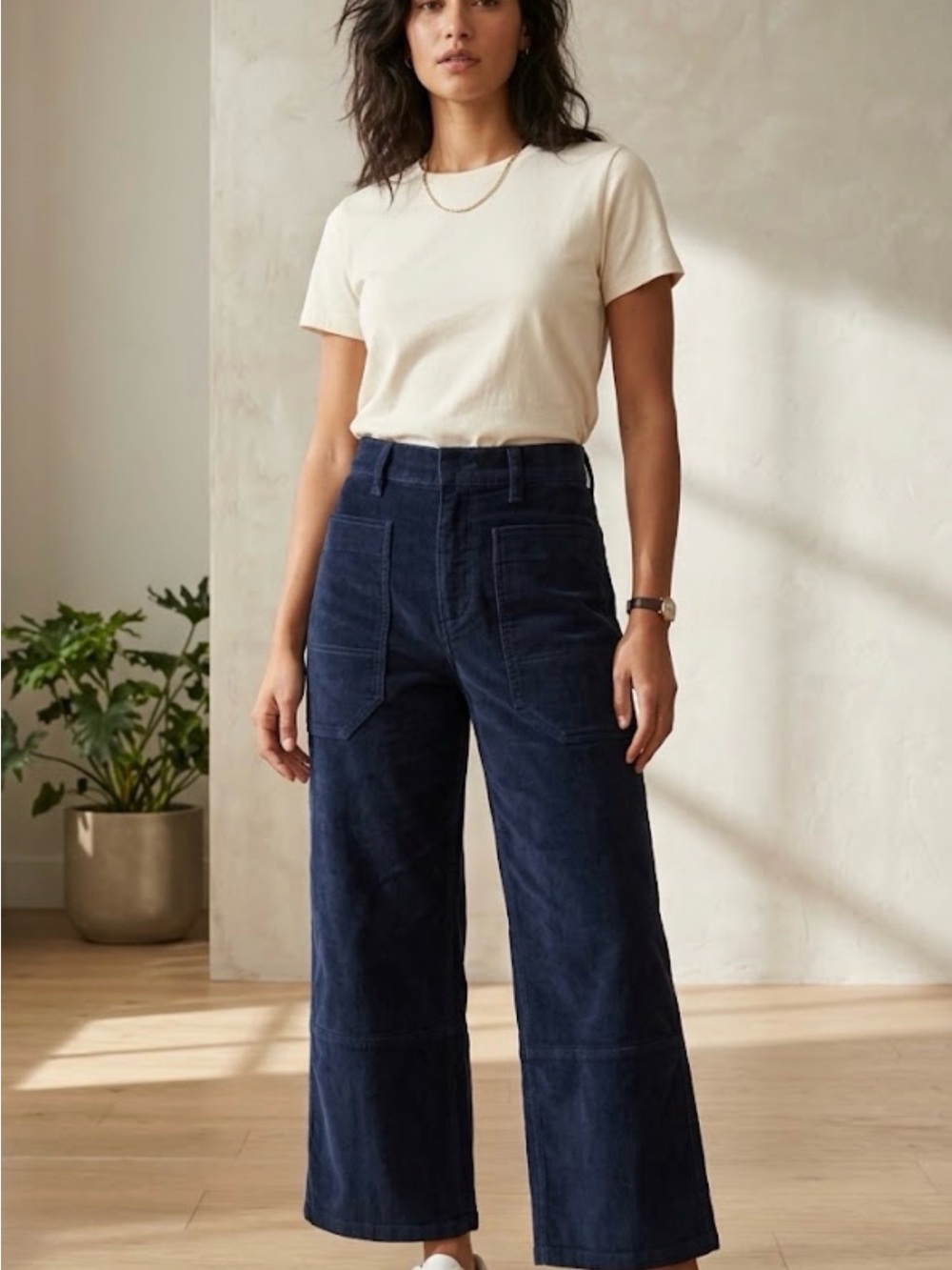 NWT Everlane The Corduroy Gardener Pant True Navy Size 8 Wide Leg Utility
